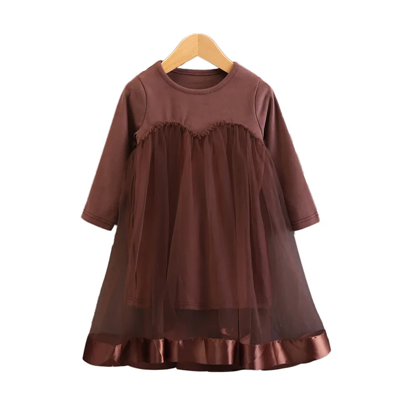 

knit stitching lace princess costume 3 - 12 yrs baby girls loose dress 2018 new winter autumn girl party frocks children clothes