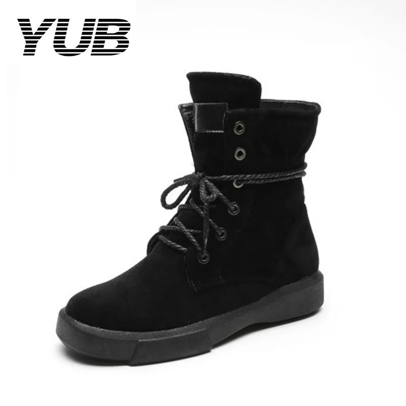 

YUB Brand Winter Boots Lace Up Flock High Top Casual Snow Boots for Women 2 Colors Size 6-9