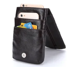 Мужская Роскошная натуральная кожа поясная сумка мини сотовый/мобильный Чехлы для телефона чехол портмоне Fanny Money s Винтаж