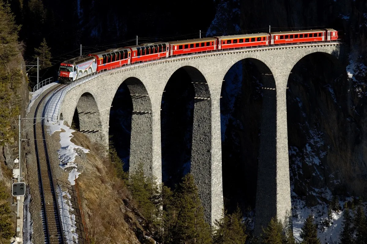 

custom print fabric poster (frame available) train railway bridge in Switzerland PHC084 for wall art room decor home decoration