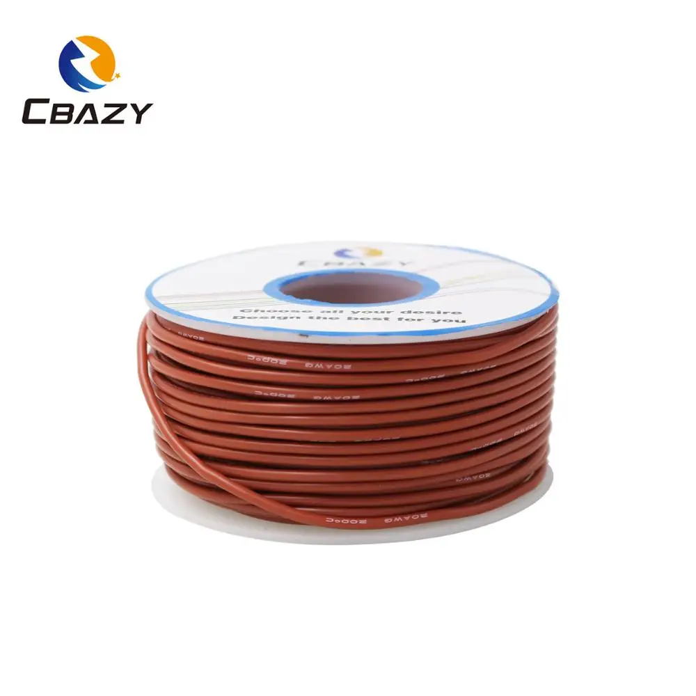 CBAZY силиконовый 24AWG 30 м гибкий силиконовый провод и кабель Луженая медная проволока многожильный провод 10 цветов на выбор DIY проводное соединение - Цвет: Коричневый