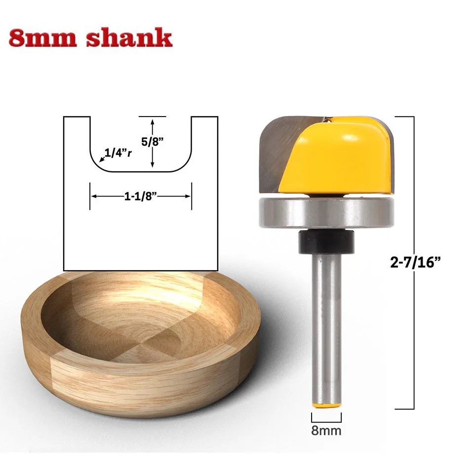 1 шт. 8 мм хвостовик 1-1/" диаметр чаши и подноса древесины фрезы карбида вольфрама Деревообрабатывающие инструменты