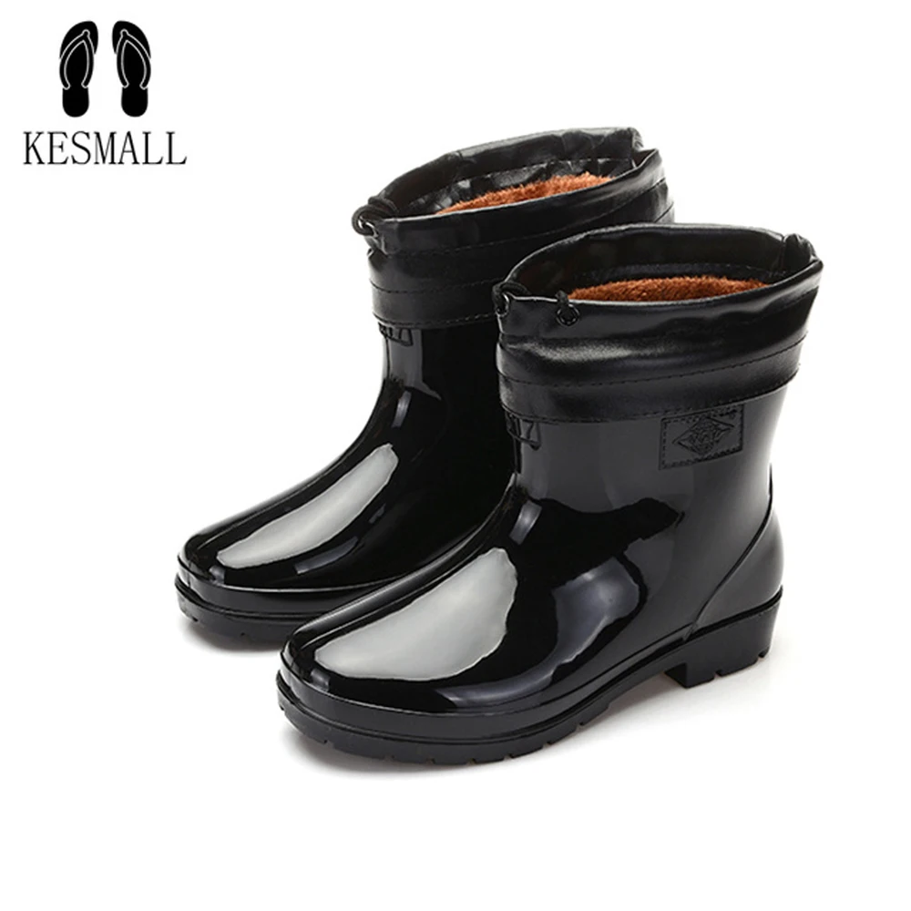 

KESMALL Ankle Mens Rubber Rain Boots Men Water Shoes Pvc Waterproof Gummisitefel Rainboots Quality Anti-slip Botas Hombre WS473