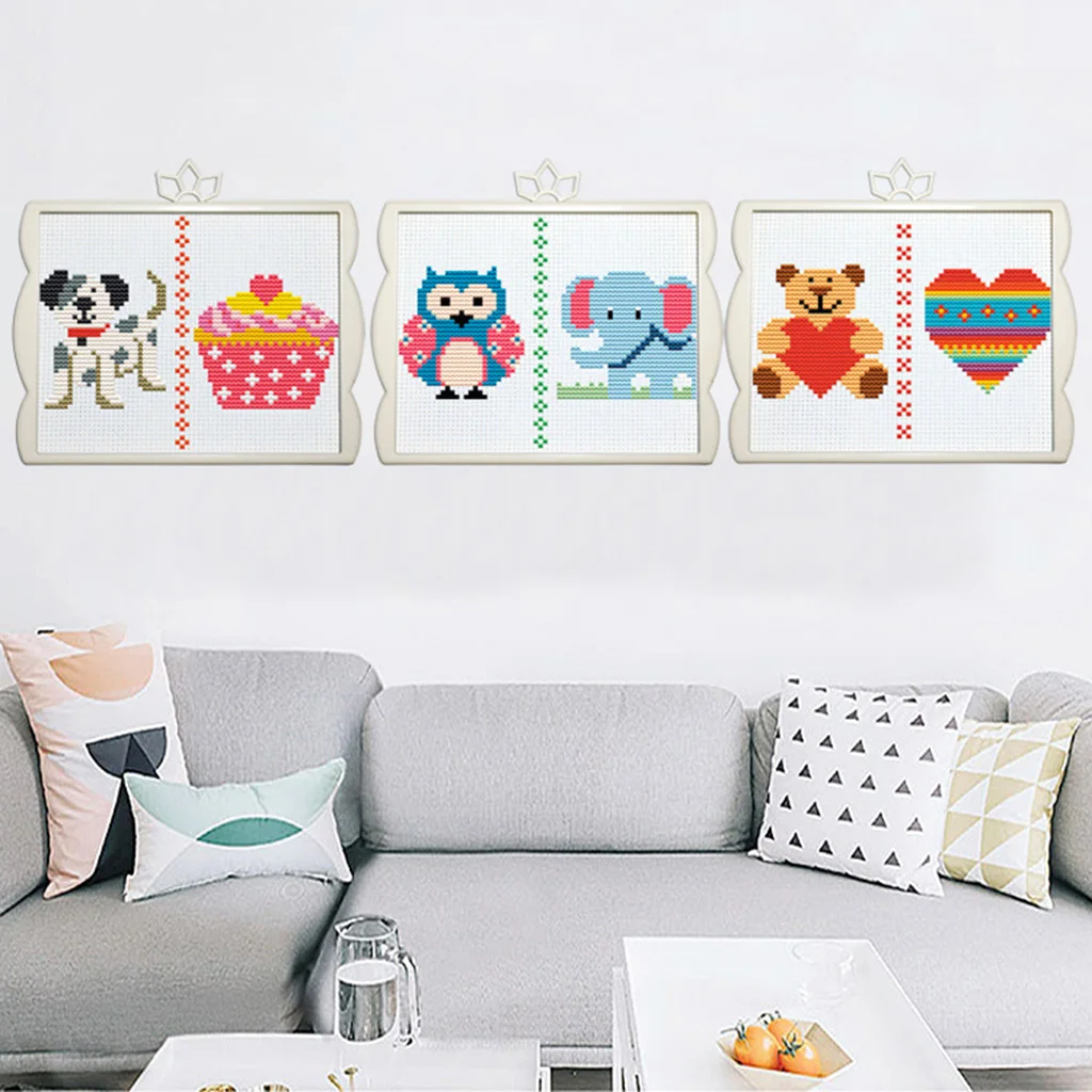 

Cartoon Animals Dimensions Cross Stitch Kit for Kids Children Christmas Gift