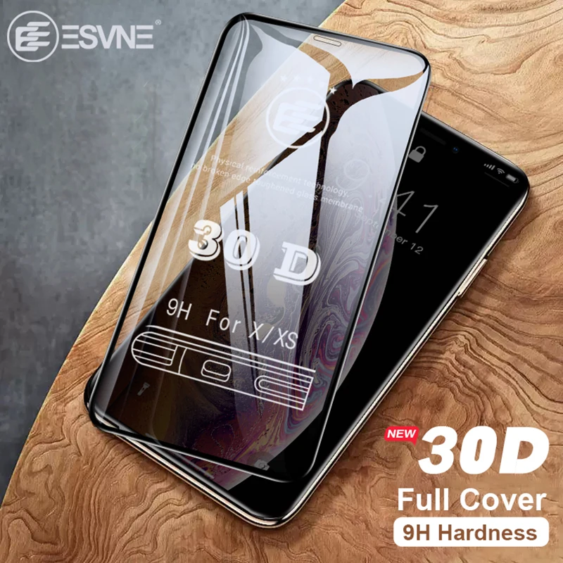 ESVNE Full cover 30D закаленное защитное стекло на айфон 7 6 6s 8 Plus HD X XS MAX XR Защита