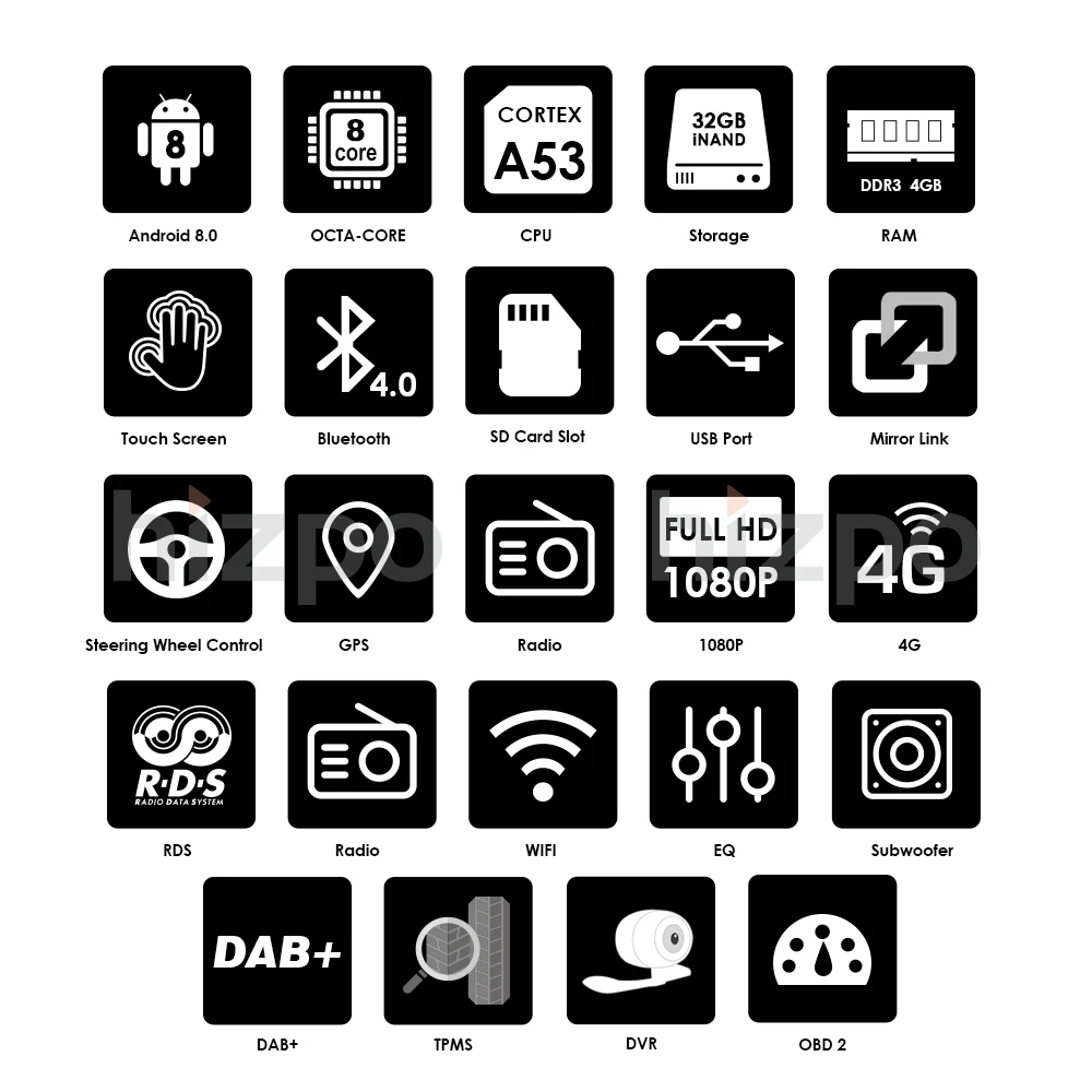 Hizpo Android8.0 8 Core 4 Гб + 32 ГБ 2DIN автомобиля NODVD gps для Toyota Terios Corolla Старый Camry Prado RAV4 fortuner