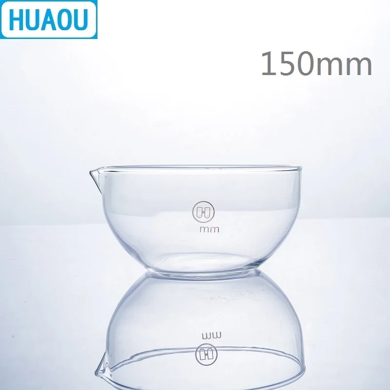 

HUAOU 150mm Evaporating Dish Flat Bottom with Spout Borosilicate 3.3 Glass Laboratory Chemistry Equipment