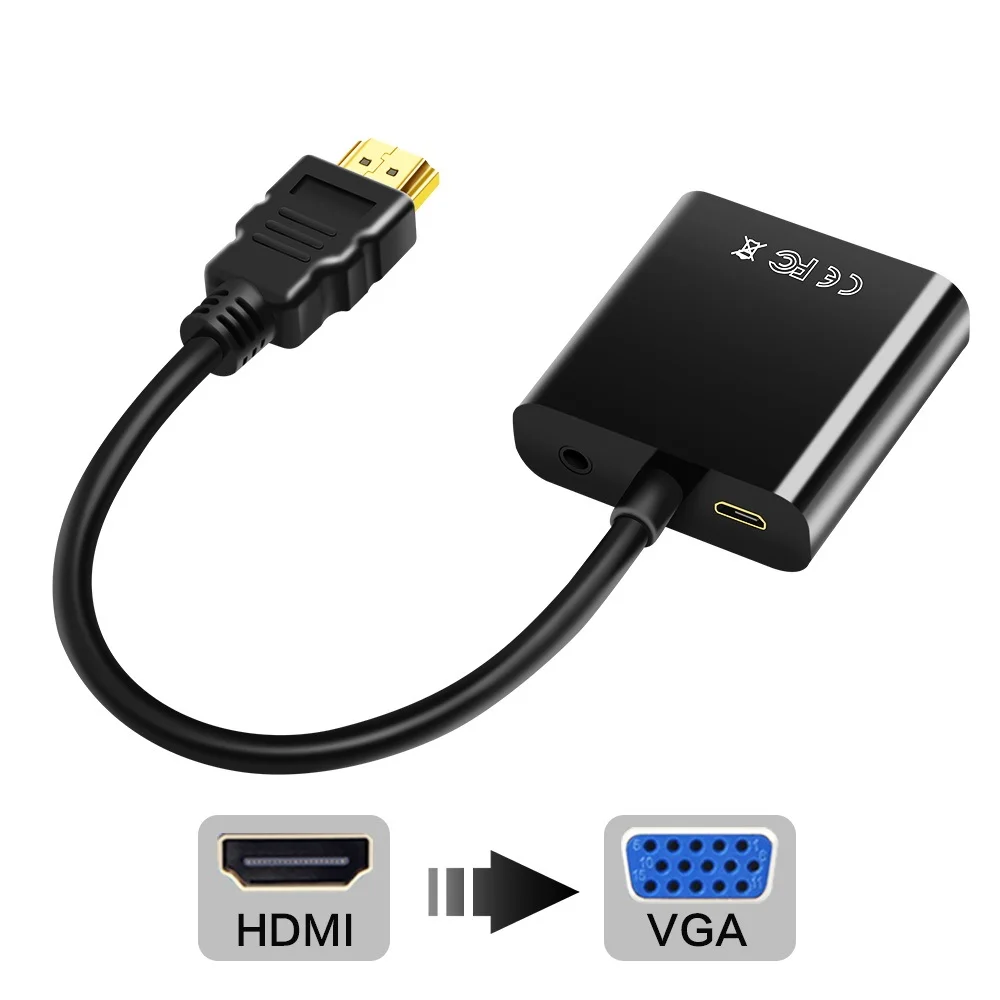 

HDMI to VGA Adapter with Audio Cable Male To Female 1080p For PC/HDTV DVD