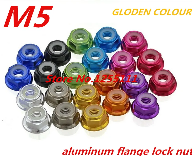 100pcs M5 Colourful Anodized Gloden Colour Aluminum Alloy Flange Nylon