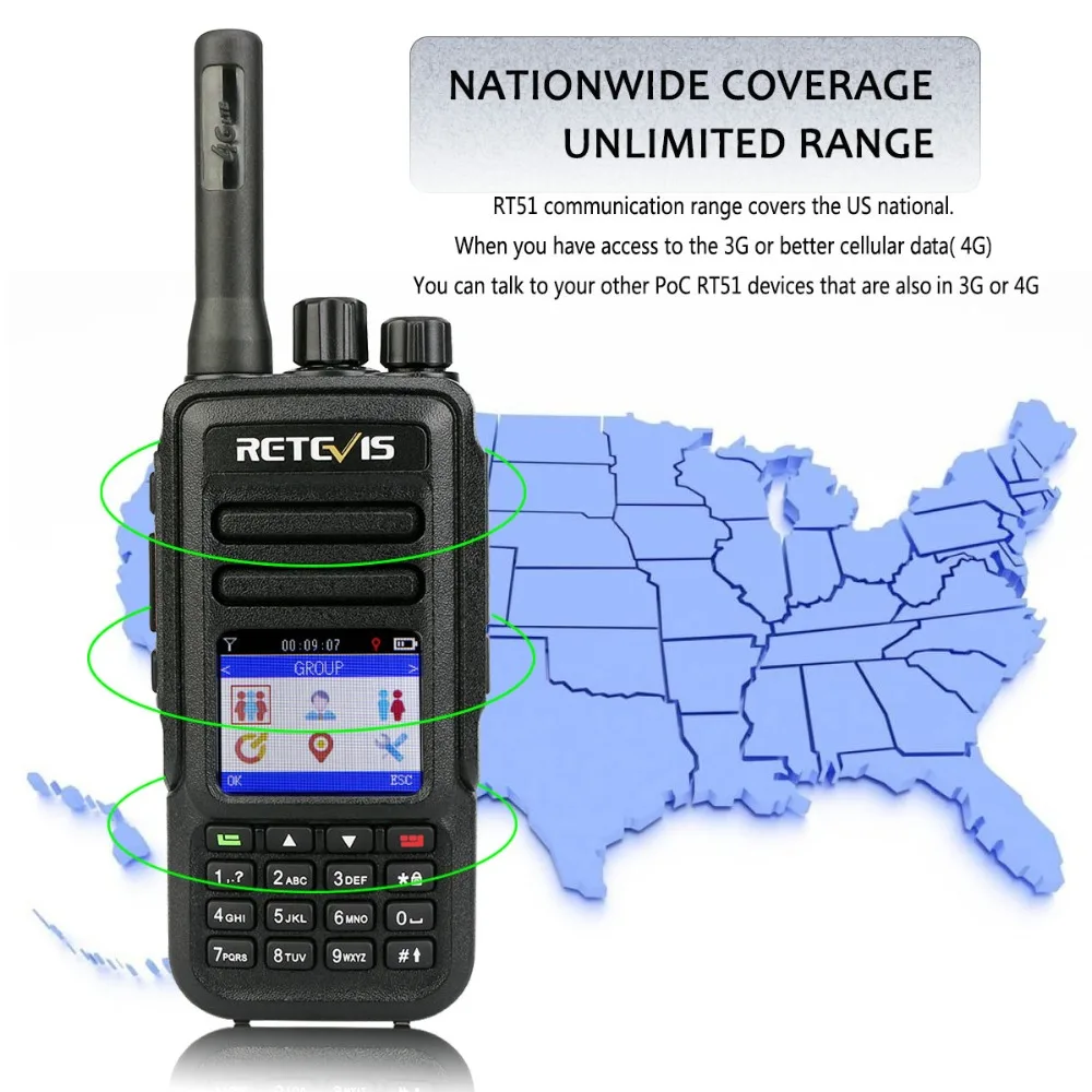 Радиоприемник RETEVIS RT51 PoC неограниченное расстояние 4G/LTE нелицензированная рация