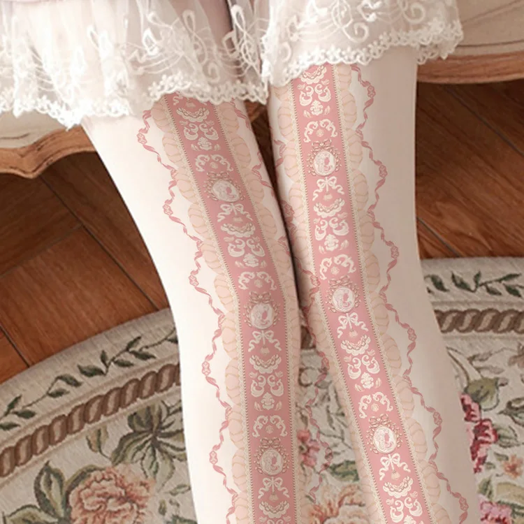 

2019 New Pantyhose Lolita Fashion Girl Butterfly Knot 80d Sweet Underpants Printed Silk Socks Wholesale Anti-pilling Leg Covers