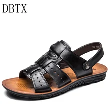 Мужские сандалии новые летние кожаные пляжные прогулочные сандалии для мужчин модные брендовые уличные мужские повседневные туфли большие размеры 38-47 614
