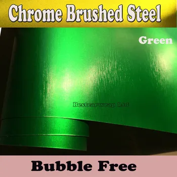 

Green Chrome Brushed Steel Vinyl Wrap Car Body Wrap Film Air Bubble Free Brushed Aluminium Car Wrapping Vinyl Size:1.52*20M/Roll