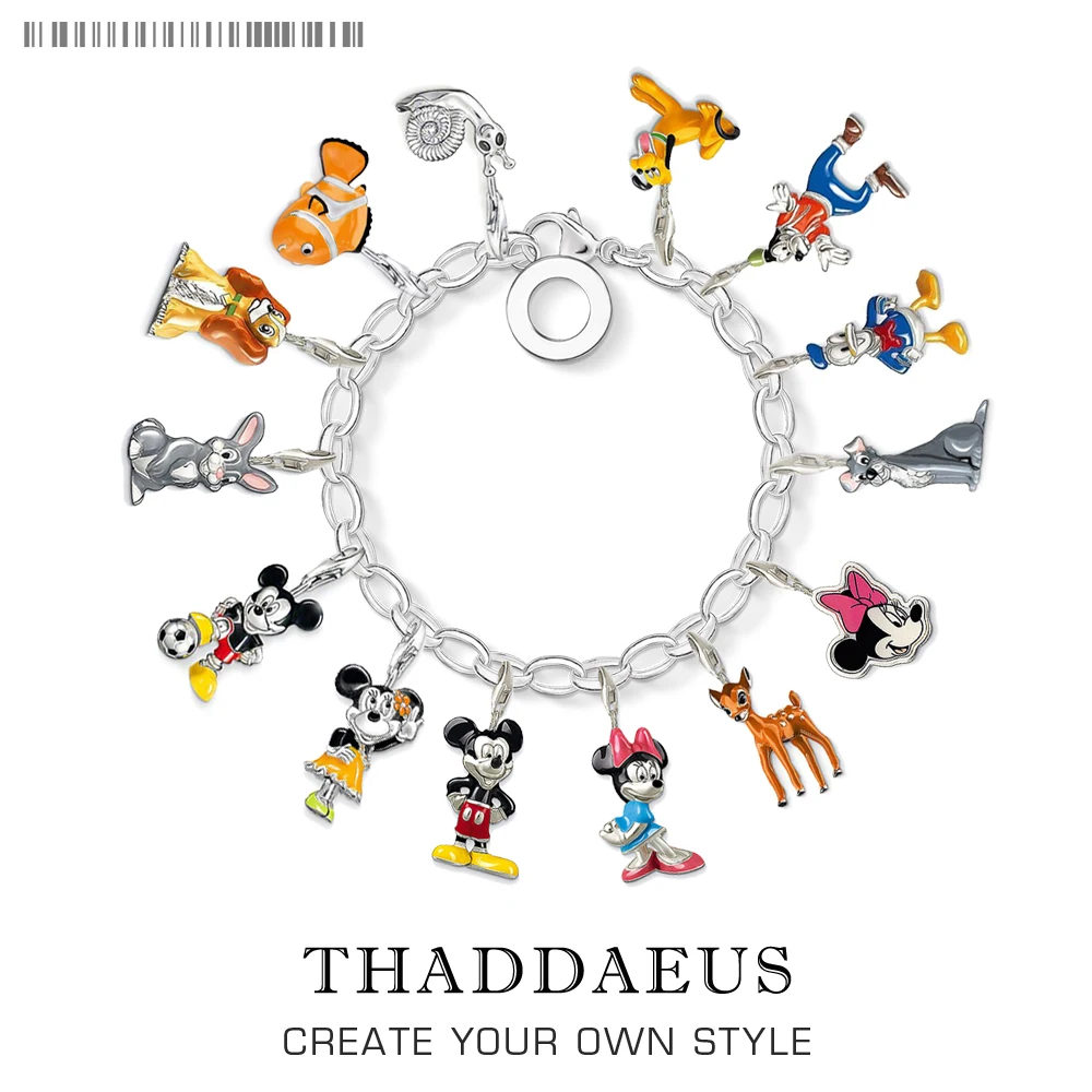 

Fashion European 925 Sterling Sliver Cartoon Mouse Pendant Charm Fit Thomas Charm Bracelet Necklace Club Bag For Women