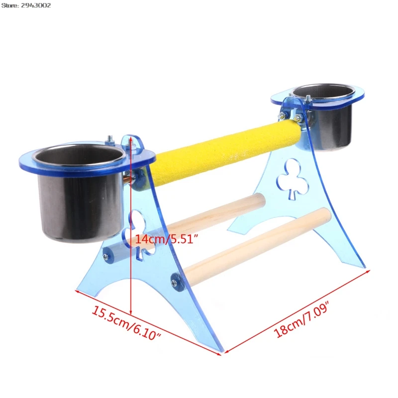

Parrot Perch Stand Platform Play Fun Toys Pet Wooden Playstand Cup For Bird Cage