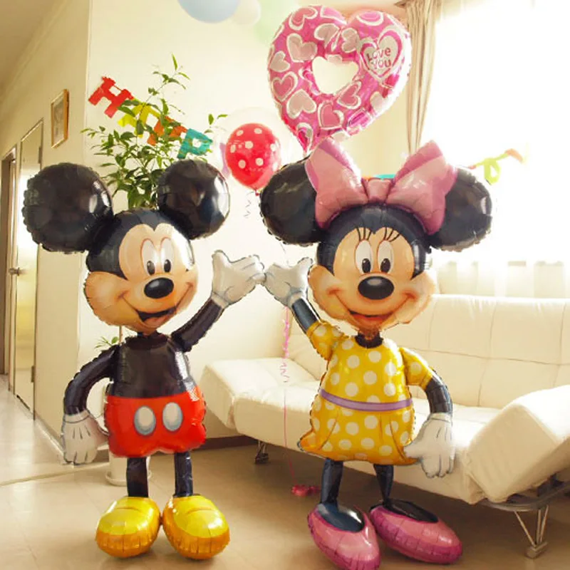 

Mickey Minnie Balloons Large Giant 112cm Big Red Bowknot Standing Mouse Airwalker Balloons for Kids Birthday Party Decorations