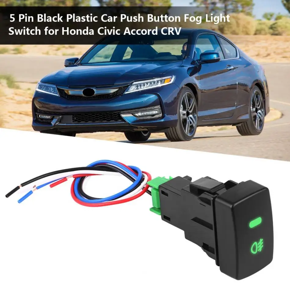 5 Pin черная пластиковая Автомобильная противотуманная световая кнопка включения переключатель для Honda Civic, Accord, сrv автомобильный зеленый светодиодный противотуманный фонарь включения/выключения 644327