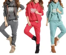 Casual 3 Piece Set Tracksuit Women Clothes 2019 Winter Ladies Thicken Sweat Suits Sport Suit Women Warm s-6xl