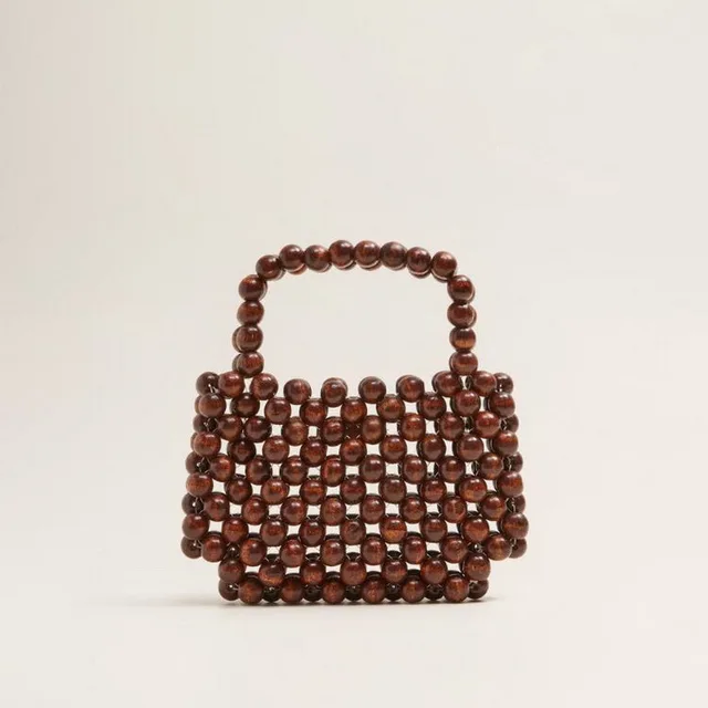 Wood Bead Handmade Vintage Purses Handbags For Lady Party Evening Wood Bead Handmade Vintage Purses Handbags For Lady Party Evening Bags Round Beaded Small Pochette