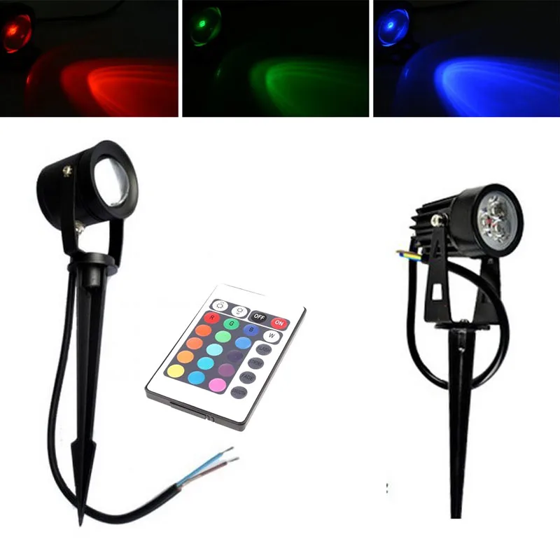 Koop 12 v 220 v 110 v RGB led tuin verlichting 10 w 7 w 6 w 5 w 3 w outdoor spotlight lampara voor gazon jardin waterdichte Gegoten Aluminium Gratis schip