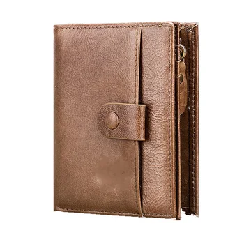 

YICHENG 2019 Genuine Leather Men male Wallet Zipper Men Walet Portomonee Male Short Card Coin Mini Male Purses Card Holder