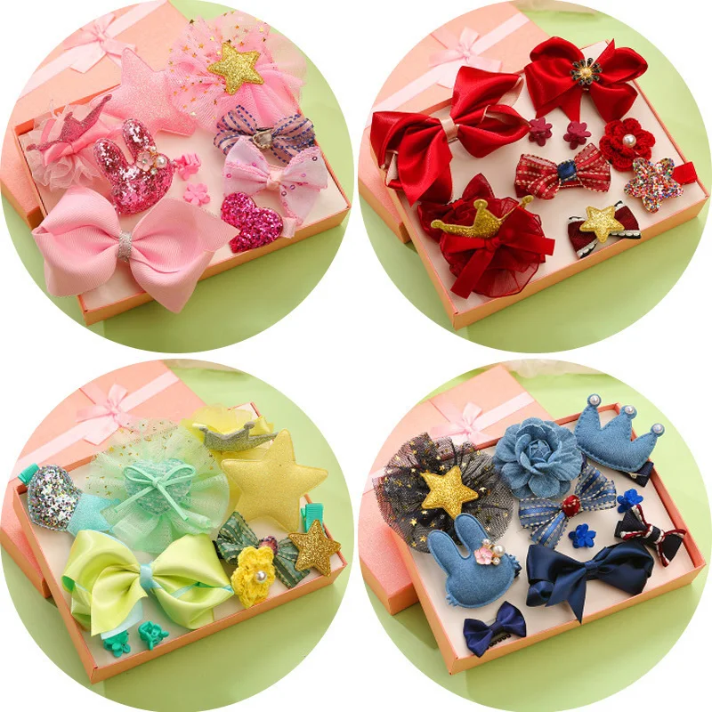 1Set New Baby Girls Hand-made Exquisite Ribbon Lace Bow Flower Hairpins Cute Princess Hair Clips Hairgrips Kids Accessories | Детская