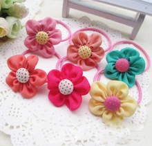 Korean Style Children Hair Accessories Sun Flower With Dot Button Baby Hair Band Girls Hairwear Kids Hair Jewelry Pink Red HR08