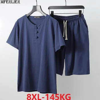 

Summer Men T-shirt and shorts Chinese style tops tees Short Sleeve t shirt big size oversize 7XL 8XL 9XL 10XL man t-shirts 66 64