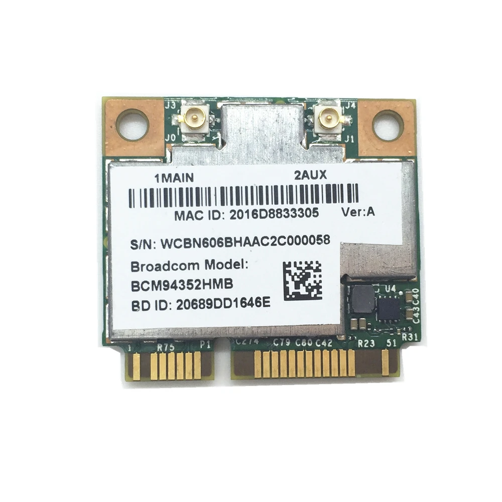 

NEW BCM94352HMB BCM94352 AW-CE123H 802.11/ac 867Mbps WLAN + Bluetooth BT 4.0 Half Mini PCI-E Card
