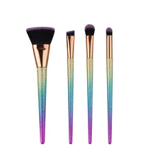 4Pcs Diamond Shape Makeup Brush Set Powder Blusher Eyeshadow Eyeliner Eyebrow Lip Brush Rainbow Golden Cosmetic tool Kits