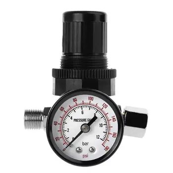 

1/4" Air Pressure Gauge Regulator Reducer 12Bar 180 PSI Manometer Spray Gun Pressure Valve Gauge