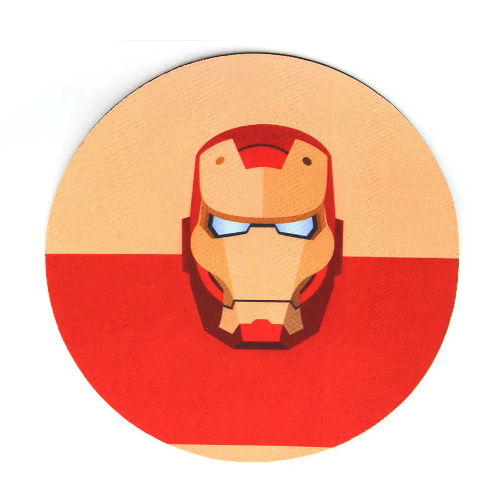 Round Shaped Gaming Mouse Pad Mat For Office Iron Man Captain America Cute Pig Cat Rabbit Penguin Flamingo Smiley Face Mouse Pad - Цвет: 08