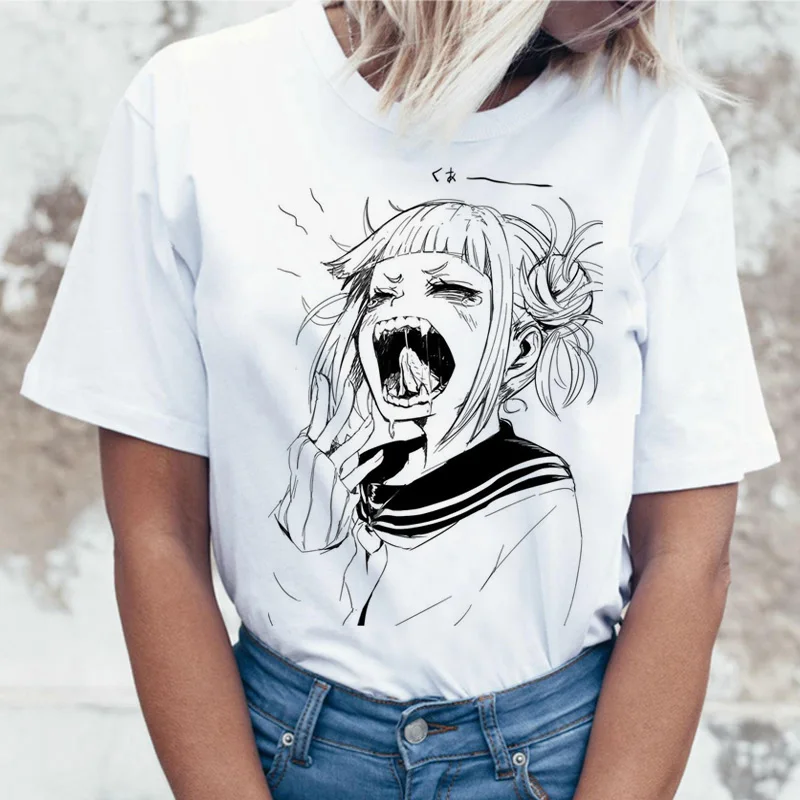 Ahegao Футболка с принтом химико Тога waifu 90s для женщин senpai для женщин boku no hero academic мультфильм harajuku футболка