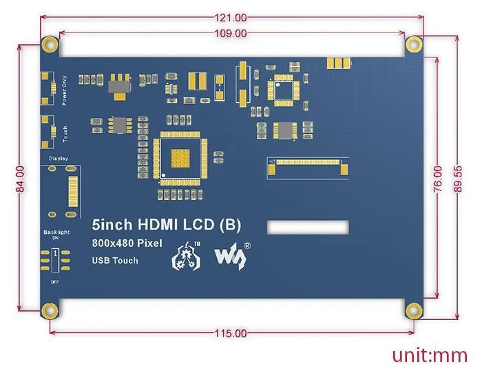 5,0 дюймов TFT 800x480 Hdmi сенсорный экран 5 дюймов ЖК-дисплей монитор модель для raspberry pi 2 raspberry pi 3 B/B+ BeagleBone черный