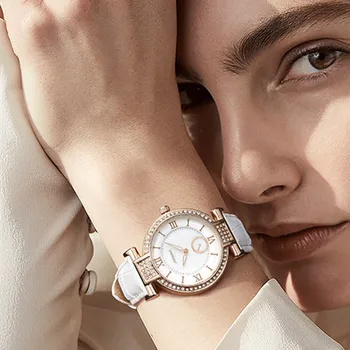 

SINOBI Fashion Women Watches Top Brand Luxury Diamonds Leather Strap Rose Gold Ladies Bracelet Quartz Watch Dress Wristwatch Hot