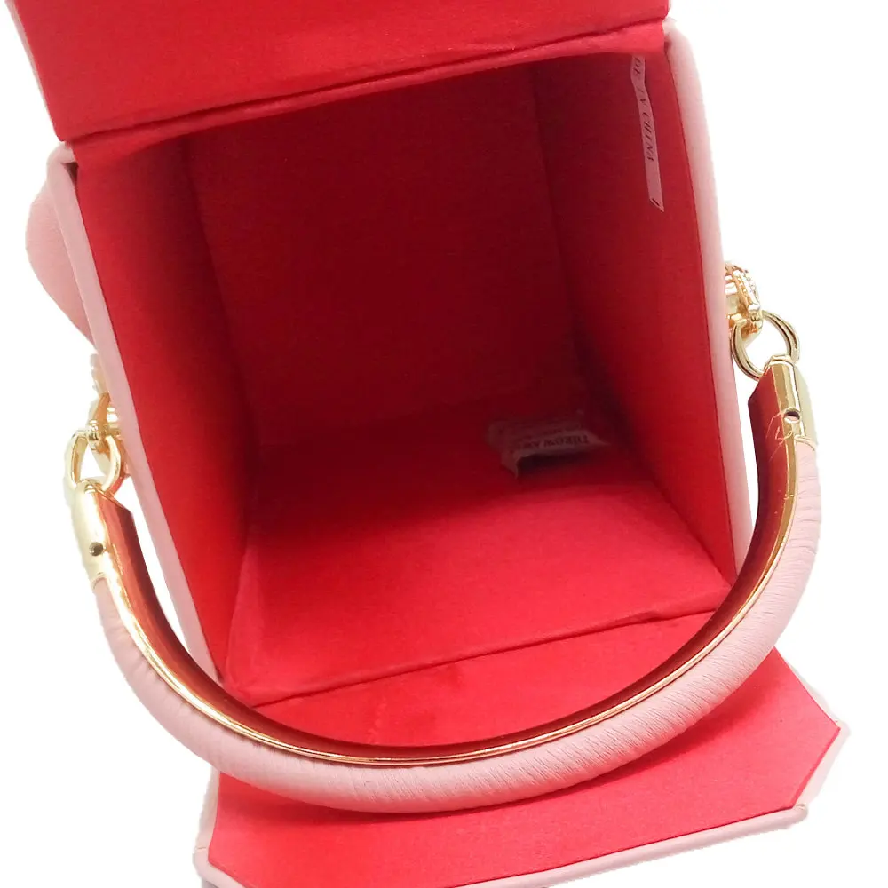 Boutique De FGG Unique Design Gift Box Shape Women Flower Clutch Evening Tote Bag Floral Beaded Wedding Handbag Purse Ladies Bag