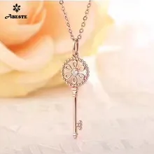 ANI 18K Rose Gold (AU750) Pendant Necklace Real Diamond Jewelry Custom Key Shape Chain Necklace for Women Engagement Birthday ANI 18K Rose Gold (AU750) Pendant Necklace Real Diamond Jewelry Custom Key Shape Chain Necklace for Women Engagement Birthday