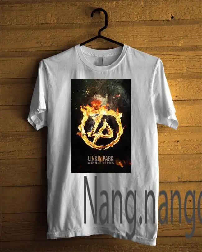 Linkin Park сжигание в небе белый Gildan пользовательское футболка S-2XL | Мужская одежда