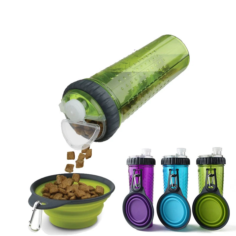 Silicone Travel Bowls Pet Dog Bottle Water Camping Plate Feeder Outdoor