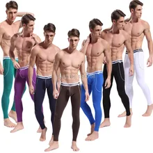 Мужское сексуальное термобелье с низким рисом, Мягкие штаны из бамбукового волокна, кальсоны