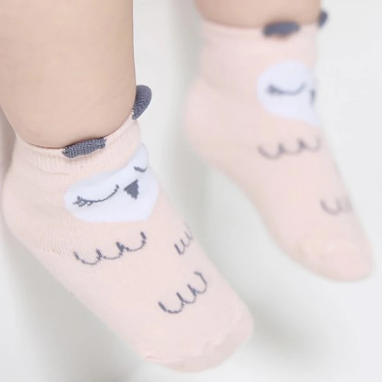 Носки для малышей Детские Носки с рисунком лапы Нескользящие резиновые теплые носки для новорожденных CS.2 - Цвет: CS.32 Pink