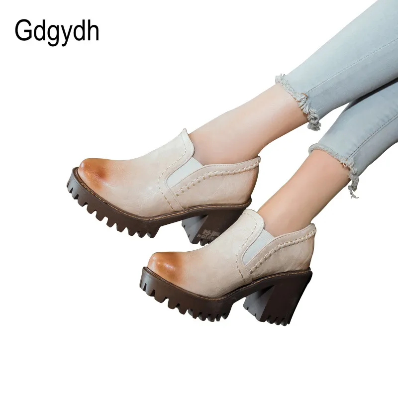 Женские туфли лодочки Gdgydh с закругленным носком на платформе высоком квадратном