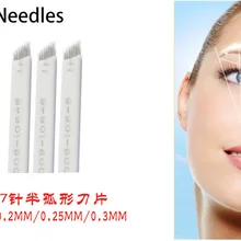 50 шт./лот руководство татуировка перо иглы 7 Вышивка Крестом Иглы для eyebrown постоянный Макияж microblading для бровей jm611d-x78 Иглы для татуажа 0.25 мм