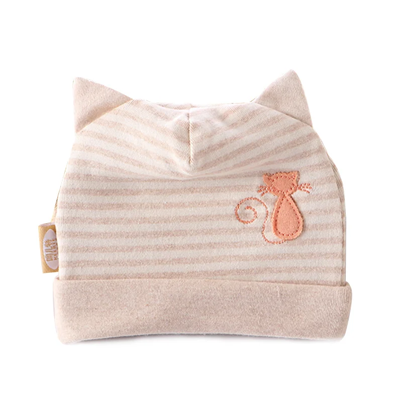 Cat Baby Hat Cute Newborn Tire Hat With Ears Color Cotton Striped Baby Beanie Autumn Baby Hat For Boy Girl Baby Girls Clothing  (14)