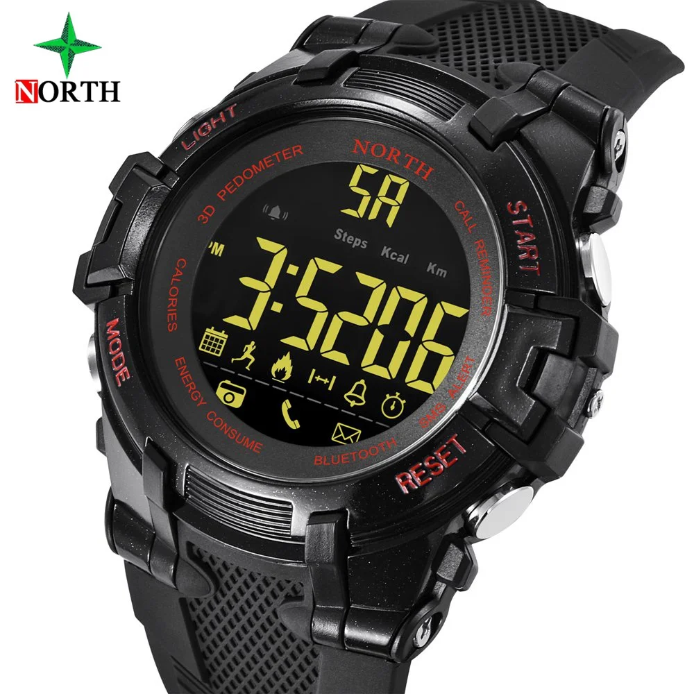 

North 2018 Men Sport Watch Digital Display Alarm Clock Bluetooth Smart Watch for IOS Android Waterproof Outdoor Clock N2007