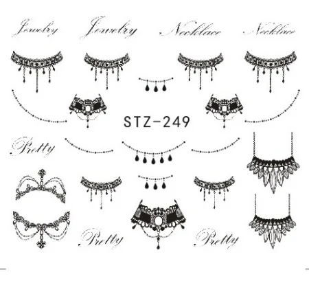 1 лист, сделай сам, черное ожерелье, ювелирный дизайн, мода, переводные наклейки для ногтей, Переводные картинки, инструменты для маникюра, STZ249-510 - Цвет: STZ249