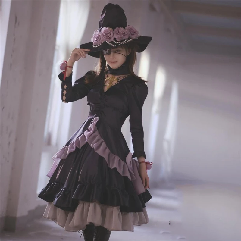[Настроить] Final Fantasy XIV FF14 XIV черный Edda косплэй костюм дворец мертвых черный платье лолиты на Хэллоуин для Wo