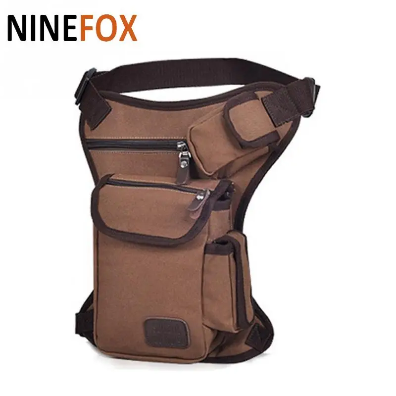 

2018 Men Waist Bags Canvas Drop Pack Belt Bicycle and Motorcycle high quality celular military equipment perneras motocicleta