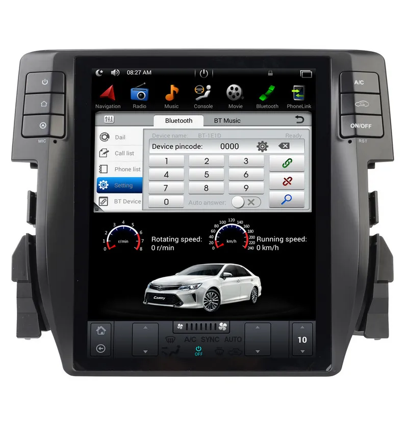 10," вертикальная Экран Тесла Стиль Android 7,1 игрок автомобиля gps навигации для Honda Civic с радио BT USB стерео