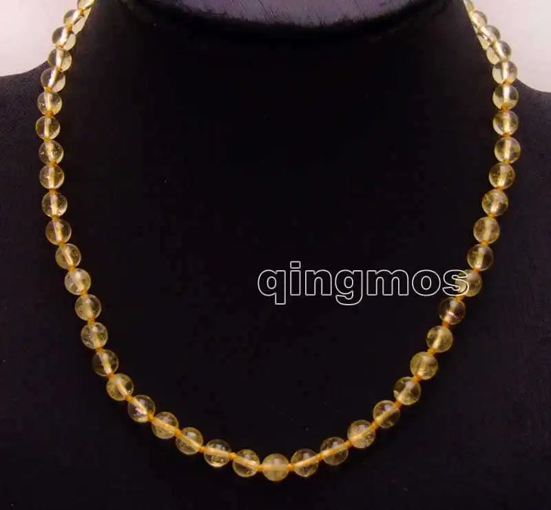 

6mm Round Natural Yellow Crystal 17'' Necklace-nec6174 Wholesale/retail Free shipping